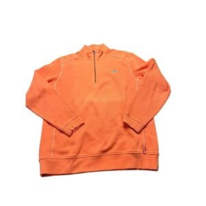Tommy Bahama Relax Mens Medium Orange 1/4 Zip Cotton Pullover Sweatshirt Marlin